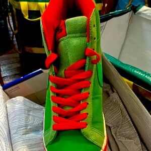 Vibrant Green and Red Men's Athletic Shoes